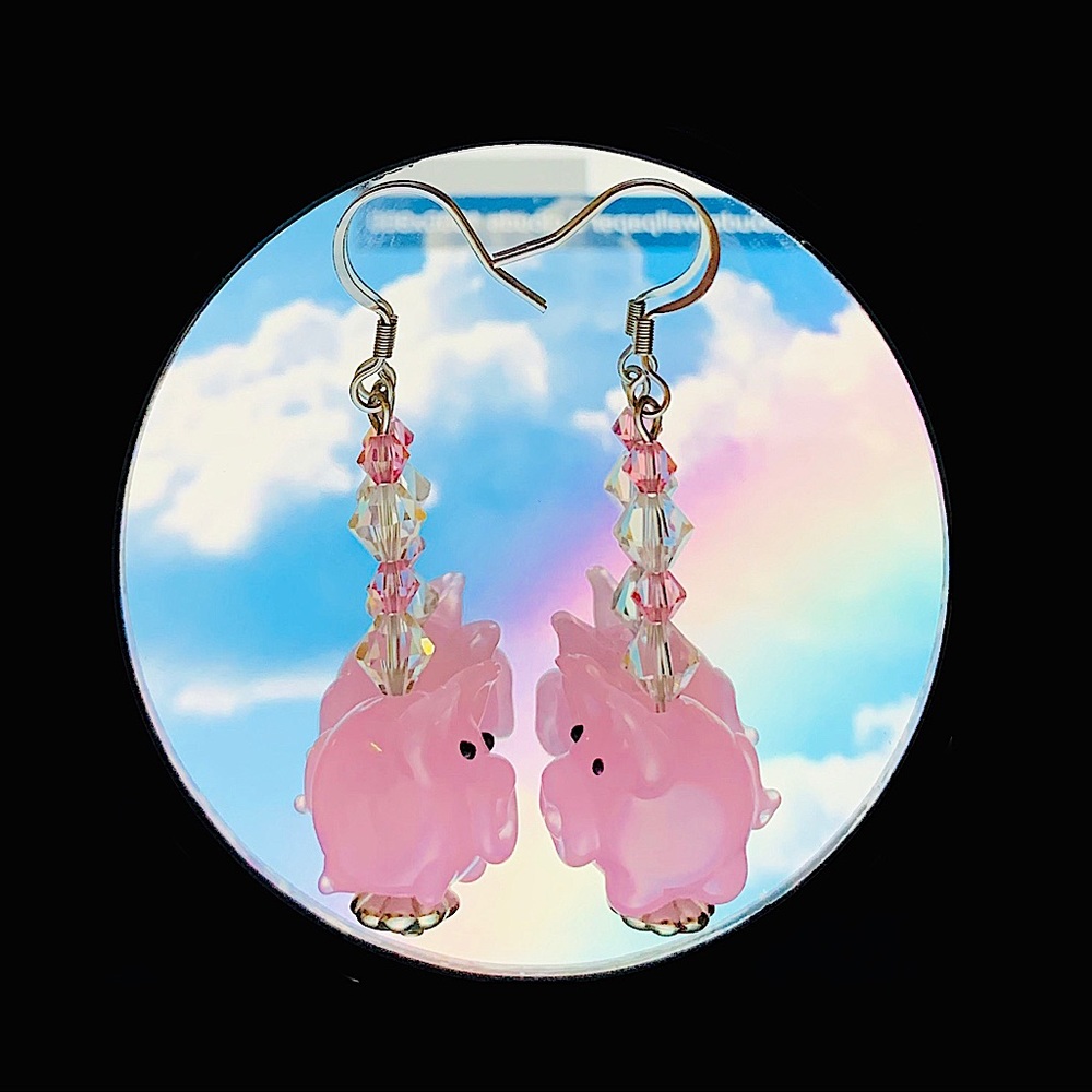 Pig earring set made w/ Swarovski crystals